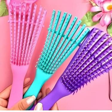 Imagem de Pente de Cabelo Escova Polvo Multifuncional Cachos Fácil Desembaraçado