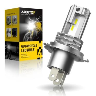 Imagem de AUXITO Lâmpada H4 alta/baixa para motocicleta, 400% mais brilhante, lâmpada 9003 6000K branca fria H4 luz de neblina sem ventilador, Plug and Play, pacote com 1