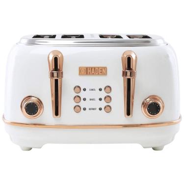 Imagem de Torradeira Retro com capacidade 4 Fatias, Aço Inoxidável 1500W, 110v, HADEN Heritage 4 Slice Toaster, Branco