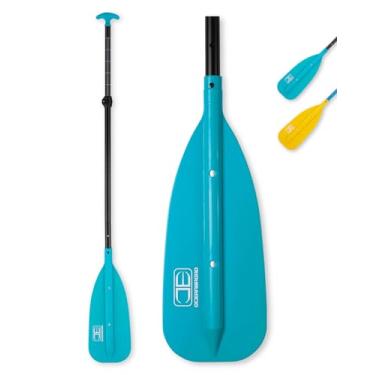 Imagem de OCEANBROAD Pá de canoa, eixo de alumínio com lâmina de plástico para canoagem, caiaque, remo flutuante de 3 peças ajustável de 130 cm a 160 cm, azul - 1 pacote