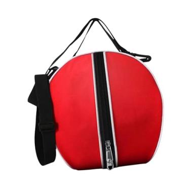 Imagem de Colaxi Mochila de basquete redonda Mochila única bolsa de bola de mochila Daypack Organizador de bola de bola de futebol armazenamento de equipamentos, Vermelho