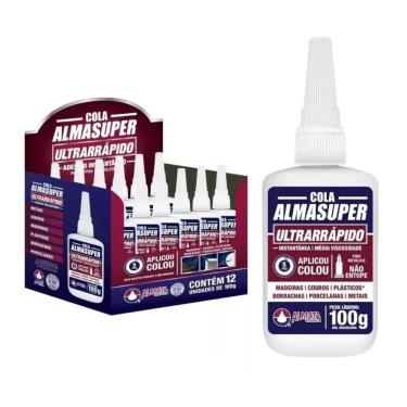 Imagem de Caixa 12 - Cola Instantânea Ultra Rápida De 100g Alma Super