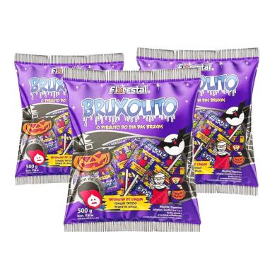 Imagem de Pirulito Tatuagem Bruxolito Halloween 500g - 3 Pacotes