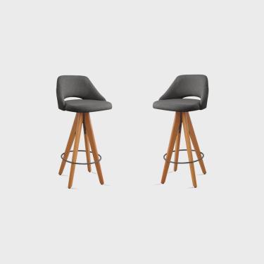 Imagem de Kit 2 Banquetas Giratórias Estofadas com Encosto Nicole Preto