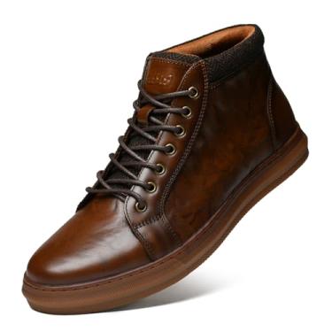 Imagem de Arkbird Tênis masculino de couro, moderno, clássico, casual, Chukka, cano curto, Marrom em relevo, 44