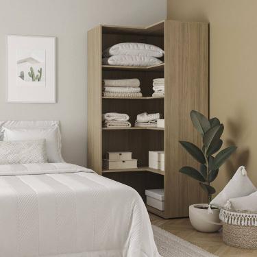 Imagem de Guarda-roupa Modular Canto Reto 180cm Frame Cabecasa Madeiramadeira Acácia