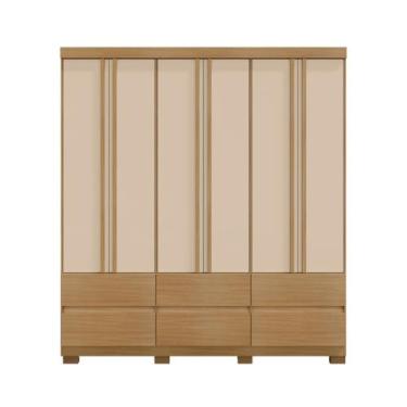 Imagem de Guarda Roupa Casal Vitória 6 Portas e 6 Gavetas Sem Espelho Carvalho A