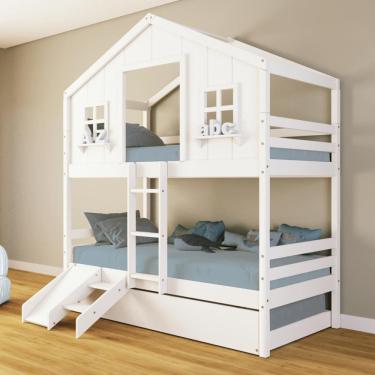 Imagem de Treliche Casinha dos Sonhos com Escada/ Escorregador Madeira Maciça Branco Housin