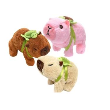 Imagem de Pelúcia Capivara Realista Filó com Mochila, Antialérgica e Confortável, A Fofura que Acalma e Abraça, Ideal Para Presentear (Marrom)