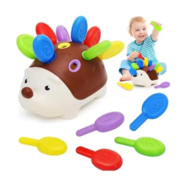 Imagem de Brinquedo Educativo Infantil Ouriço Colorido, Jogo de Encaixar Números, Multicolorido