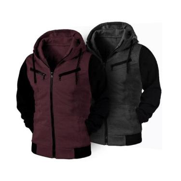 Imagem de Kit 02 Blusas de Frio Moletom Masculino Casaco Com Capuz e Ziper - Ram
