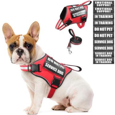 Imagem de Conjunto de colete e coleira para cães de serviço MOOGROU vermelho tam