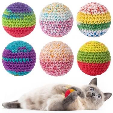Imagem de Bola para gatos Cat Toys Retro Shaw Woolen Yarn com sino, pacote com 6