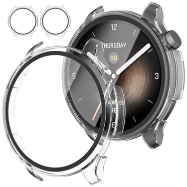 Imagem de Rc-Z Pacote com 2 para capa protetora de tela para Amazfit smartwatch Balance, capa protetora de policarbonato rígido embutida em vidro temperado, acessórios de substituição para relógio inteligente