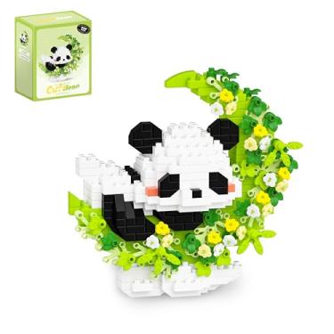 Imagem de QISHOUTING Mini Panda Building Blocks with Flowers,Flowers Mini Building Set,Animal Micro Building Kits,Home Office Décor Gift for Adults and Teens