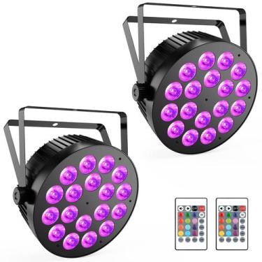 Imagem de LED Par Lights YeeSite 180W RGBA 18LED DMX Stage, pacote com 2