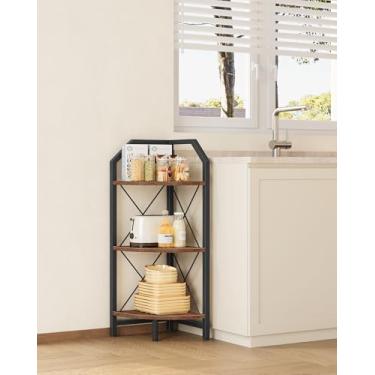 Imagem de CHOEZON Prateleira de canto de 3 camadas, estante de canto industrial, suporte de armazenamento de 89,9 cm, prateleira de exibição de plantas, estante para quarto, sala de estar, escritório em casa