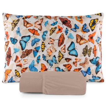 Imagem de Jogo de Lençol Solteiro Box 2 Peças Estampado C/ Elástico Malha 100% A