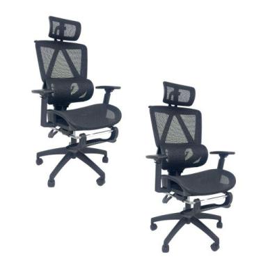 Imagem de Kit 2 Cadeiras de Escritório Presidente Executiva Oficial Titan Preto 