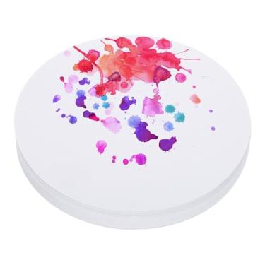 Imagem de PATIKIL Papel aquarela de 18 cm a granel, 50 folhas de papel de tinta de algodão aquarela prensa a frio 42 kg/250 g/m2 redondo para pintura artística artistas materiais de desenho