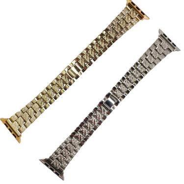 Imagem de Pulseira Smartwatch Kit 2 Pulseiras Luxo Pedra Strass Aço