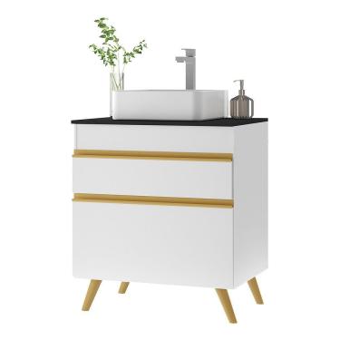 Imagem de Gabinete Banheiro 1 Porta E 1 Gaveta Retrô 70Cm Multimóveis V5024 Branco Branco