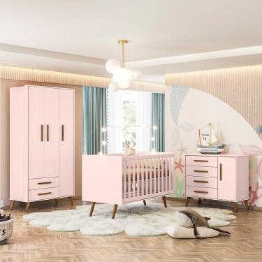 Imagem de Conjunto Quarto Infantil Retro Toronto Rosa