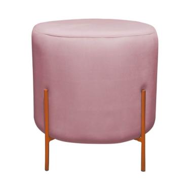 Imagem de Puff Redondo Decorativo Capri Base Bronze Suede Rosa