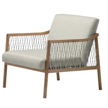 Imagem de Poltrona Com Braço Acaé Linho Palha Madeira Cedro Corda Náutica Chata Poliéster Rami