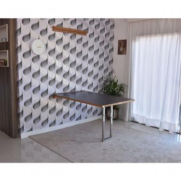 Imagem de Mesa Dobrável Retrátil De Parede Inox 140x89 Preto/noronha