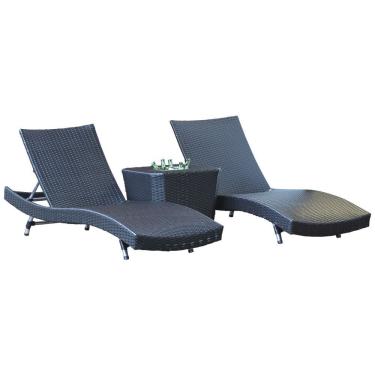 Imagem de Kit 2 Espreguiçadeiras Bona E Mesa Grécia Trama Original Tabaco