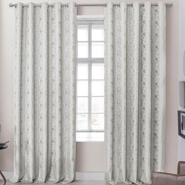 Imagem de Cortina Dalia Jacquard Estampado Floral 2,00m X 1,70m Sala Quarto Varão 2m - Bege