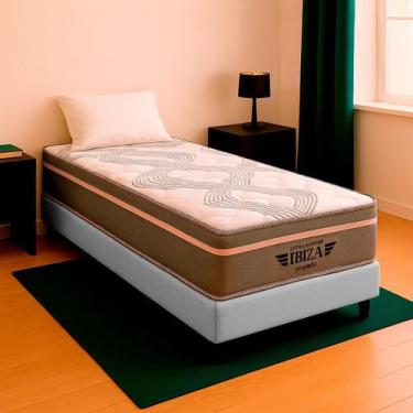 Imagem de Cama Box Solteiro e Colchão Ibiza Molas V-Store 88x188x22, Branco