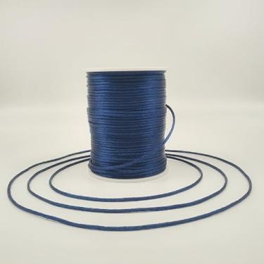 Imagem de ChunLiou Cordão De Nylon Acetinado 2 Mm E 330 Pés Para Fazer Joias, Pulseiras, Colares, Contas, Linha Rabo Rato, Macramê, Kumihimo, Nó Chinês, Artesanato, Azul Marinho