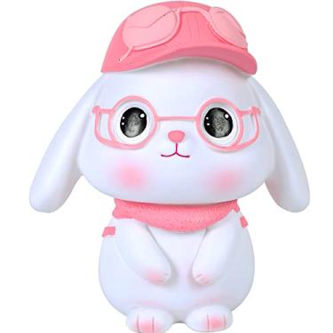 Imagem de H&W Cofrinho De Moedas Em Formato Coelho Com Óculos, Porquinho Explorador À Prova Quebra, Pode Armazenar 800 Moedas, Melhor Presente Aniversário (Rosa)