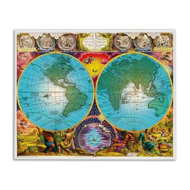 Imagem de Stupell Industries Mapa da Criação Mundial Branco Emoldurado Giclee Art Design por Joseph Burgess, 76 x 61 cm