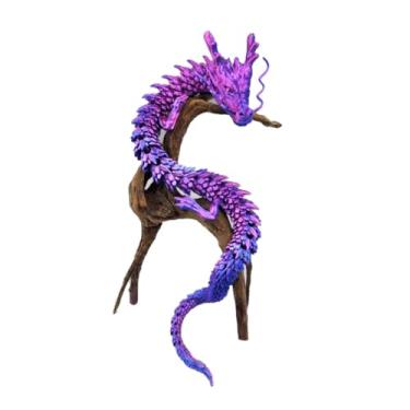 Imagem de NHDT Dragão Impresso Em 3D, Com Flexibilidade E Mudança De Forma. Estátua Chinesa Móvel Para Decoração Aquário, Mesa Escritório Casa (Roxo)