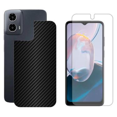 Imagem de Película Hidrogel + Adesivo Fibra De Carbono Para Motorola Moto G34 - Preta
