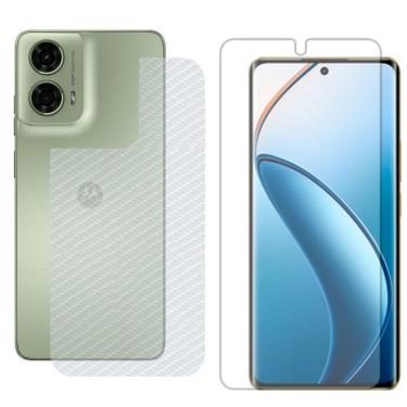 Imagem de Película Hidrogel + Adesivo Fibra De Carbono Para Motorola Moto G24 - Transparente