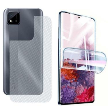Imagem de Película Hidrogel + Adesivo Fibra De Carbono Para Realme C11 - Transparente