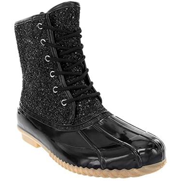 Imagem de Sugar Botas femininas Duck – Bota de neve impermeável com isolamento térmico – Skippy, Skylar, Skylar2 Preto/Glitter, 35