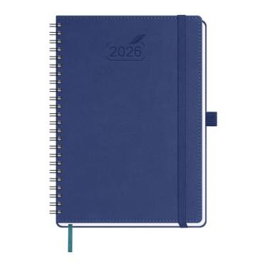 Imagem de BEZEND Agenda 2026 semanal e mensal (espiral de 15,2 cm x 21,6 cm) com horários e abas de hora em hora (janeiro a dezembro), notas e despesas, suporte para caneta, bolso interno, capa macia de couro