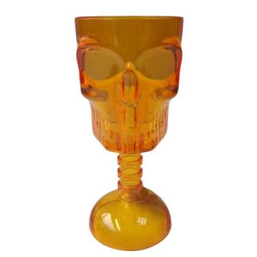 Imagem de Taça Caveira Laranja Cálice Halloween Festas Decoração 382ml - Cromus