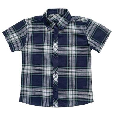 Imagem de Camisa Infantil Look Jeans Manga Curta Xadrez, Verde, 3