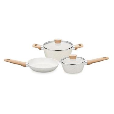 Imagem de Conjunto de Panelas Carmela Vanilla 3 Peças Ceramic Alumínio Creme 848