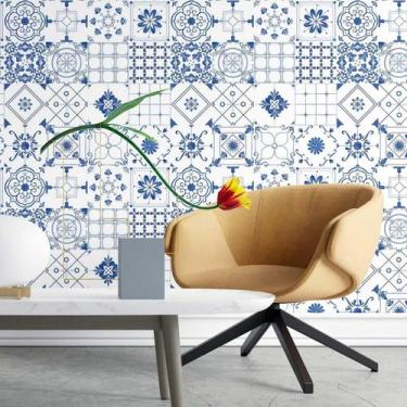 Imagem de Papel de Parede Adesivo Azulejo Azul N03028 Rolo 0,58X2,5M - Adesivo B