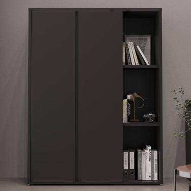 Imagem de KIT - Livreiro Multiuso Alto 2 Portas 4 Prateleiras com Nicho Oslo