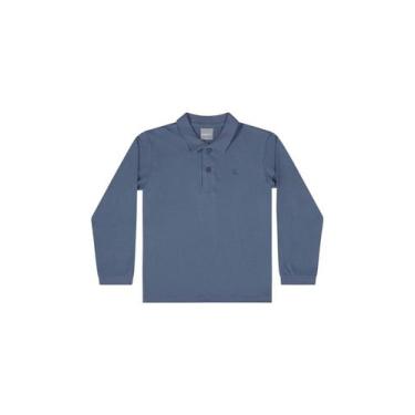 Imagem de Camisa Polo Manga Longa Básica para Menino Quimby, Azul, 6