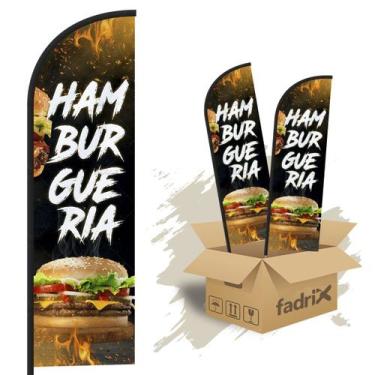 Imagem de Wind Banner Dupla Face 3mt Hamburgueria Kit C/ 2unds - Fadrix