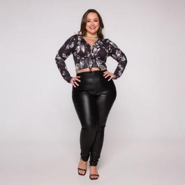 Imagem de Blusa Cropped manga longa com nó - Croppeds Store, GG, Ptfloral